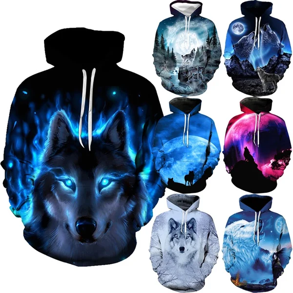 3D Wolf Printed Hoodies Men'S Autumn Cool Long Sleeve Hooded Sweatshirts Couple Unisex Hoodie Casual Drawstring Pullover Hoody
3D Wolf Printed Hoodies Men'S Autumn Cool Long Sleeve Hooded Sweatshirts Couple Unisex Hoodie Casual Drawstring Pullover Hoody
