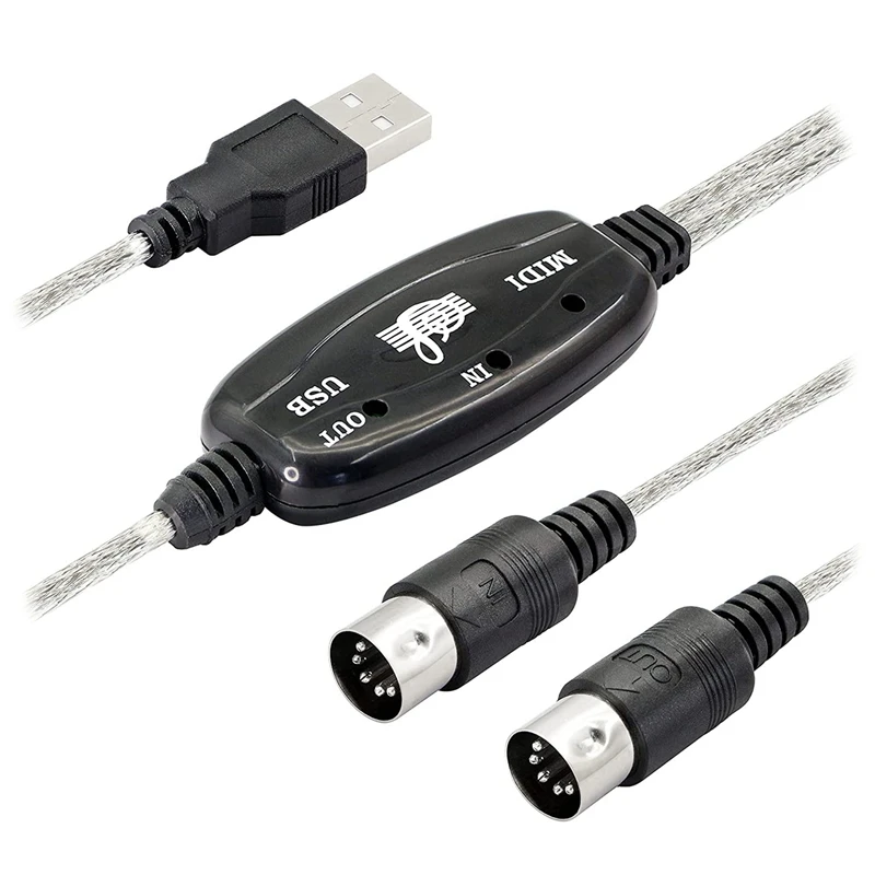 USB MIDI Cable Adapter, USB Type A Male To MIDI Din 5 Pin In-Out Cable Interface With LED Indicator For Music Keyboard
USB MIDI Cable Adapter, USB Type A Male To MIDI Din 5 Pin In-Out Cable Interface With LED Indicator For Music Keyboard
