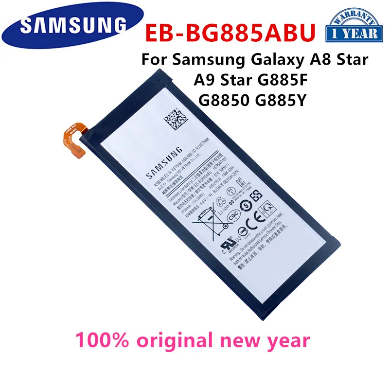SAMSUNG Orginal EB-BG885ABU 3700mAh Replacement Battery For Samsung Galaxy A8 Star A9 Star SM-G885F G8850 G885Y Phone Batteries
SAMSUNG Orginal EB-BG885ABU 3700mAh Replacement Battery For Samsung Galaxy A8 Star A9 Star SM-G885F G8850 G885Y Phone Batteries