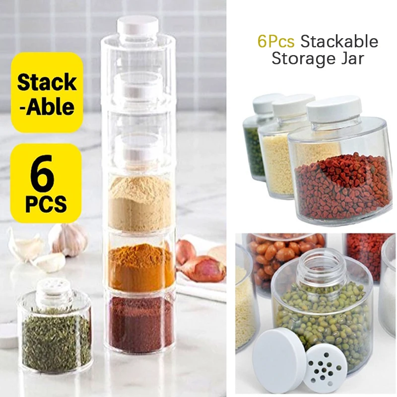 6Pcs Stackable Storage Jar Spice Storage Boxes Transparent Spice Tower Racks
6Pcs Stackable Storage Jar Spice Storage Boxes Transparent Spice Tower Racks