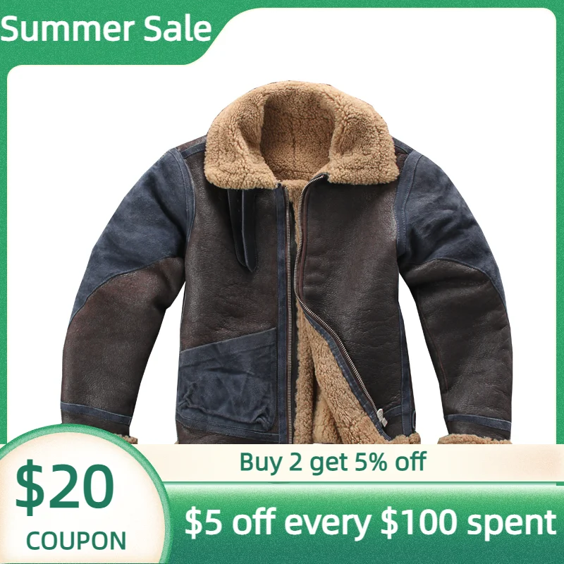 2022 Vintage Blue Genuine Shearling Coat Military Style Real Natural Sheepskin Winter Warm Thick B3 Bomber Leather Jacket
2022 Vintage Blue Genuine Shearling Coat Military Style Real Natural Sheepskin Winter Warm Thick B3 Bomber Leather Jacket