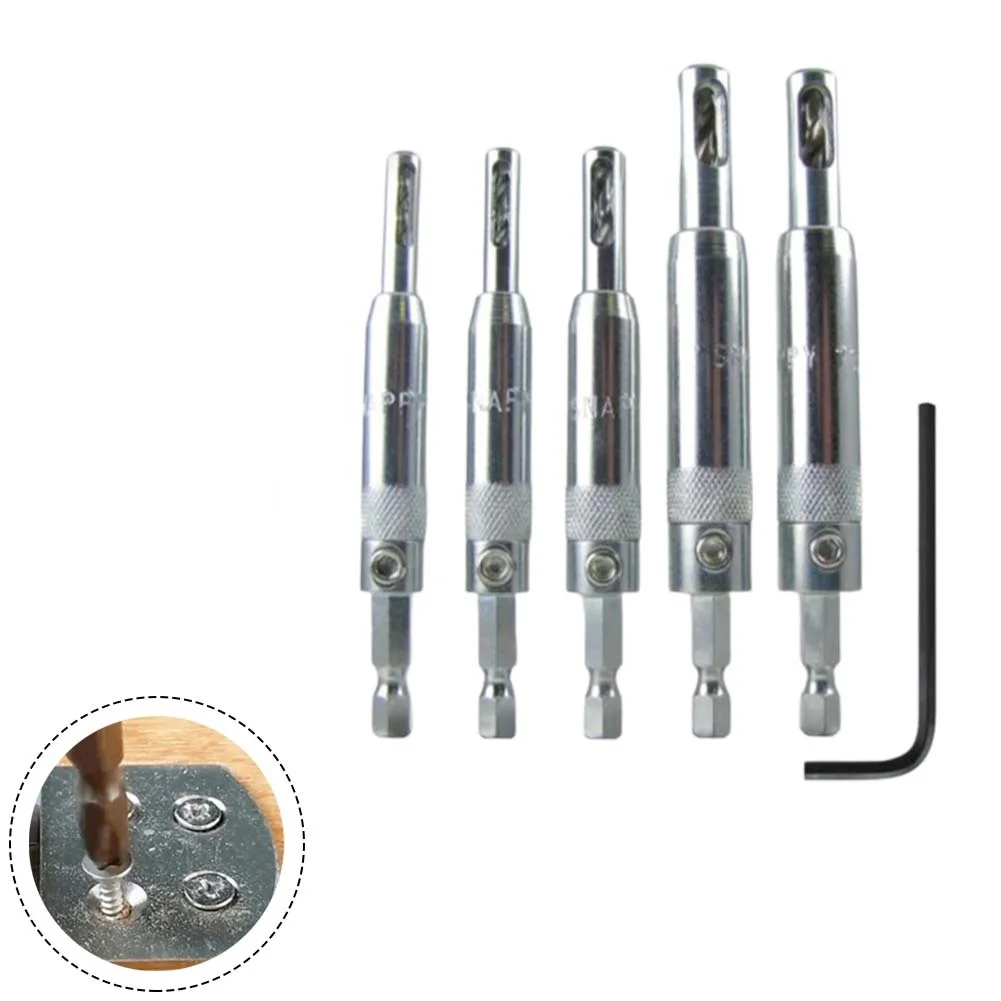 5PCS Self Centering Hinge Drill Bits Set Door Cabinet Pilot Hinge Locating Holes HSS Hex Recess Wood Tool Hole Saw Cabinet Tool
5PCS Self Centering Hinge Drill Bits Set Door Cabinet Pilot Hinge Locating Holes HSS Hex Recess Wood Tool Hole Saw Cabinet Tool