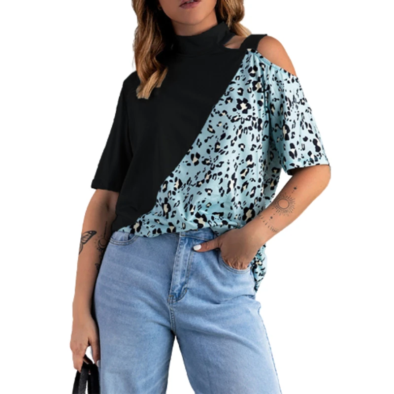 Women Leopard Printed T-Shirts Fashion Loose Spring Summer Short Sleeve Round Neck Splicing Shirts Tops
Women Leopard Printed T-Shirts Fashion Loose Spring Summer Short Sleeve Round Neck Splicing Shirts Tops