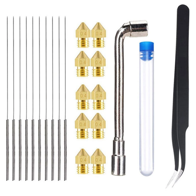 For Most 3D Printer Nozzle Cleaning Kits, 10X0.35Mm Cleaning Needle, 10X0.4Mm Brass Nozzle, 1Xtweezers, 1Xnozzle Wrench,
For Most 3D Printer Nozzle Cleaning Kits, 10X0.35Mm Cleaning Needle, 10X0.4Mm Brass Nozzle, 1Xtweezers, 1Xnozzle Wrench,
