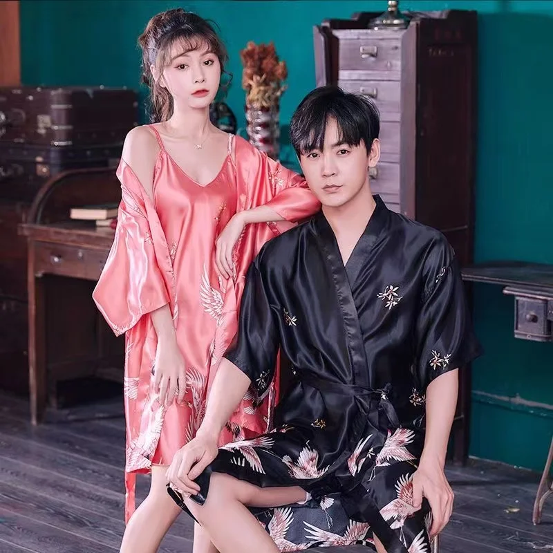 Retro Style Crane Couple Woman Pajamas Kimono Sleepwear Sets Ladies Sexy Party Drees Men's Home Clothes Atumm Polyester Bathrobe
Retro Style Crane Couple Woman Pajamas Kimono Sleepwear Sets Ladies Sexy Party Drees Men's Home Clothes Atumm Polyester Bathrobe