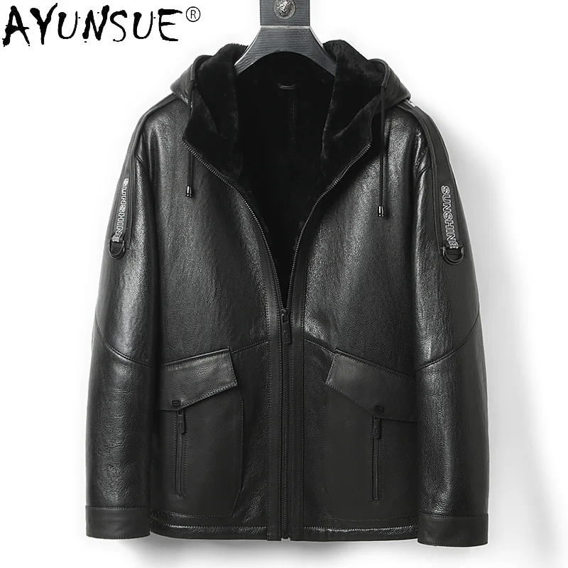 Men's Natural Fur Coat Winter Genuine Sheepskin Leather Jacket Male Hooded Warm Short Coats Jaqueta Couro Masculina
Men's Natural Fur Coat Winter Genuine Sheepskin Leather Jacket Male Hooded Warm Short Coats Jaqueta Couro Masculina