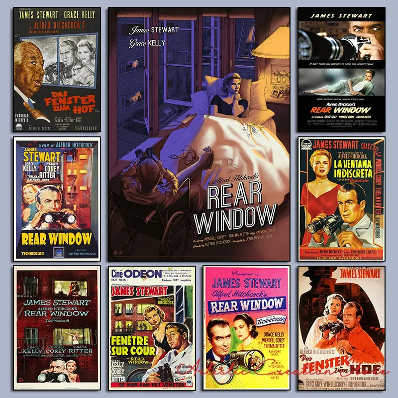Классический фильм Альфред хичкоу, плакат на заднее окно, Ретро Печать на холсте, настенные картины для современной спальни, настенное иску... 
Классический фильм Альфред хичкоу, плакат на заднее окно, Ретро Печать на холсте, настенные картины для современной спальни, настенное иску...