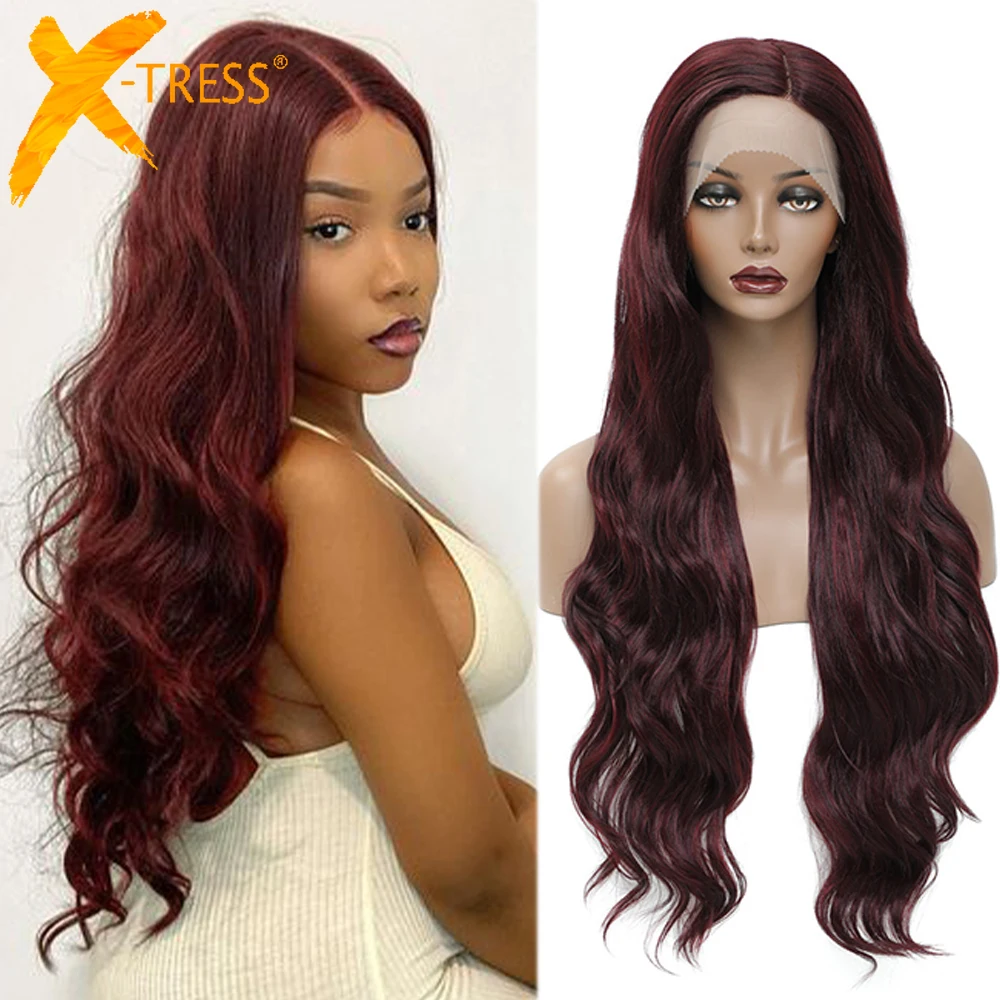 Synthetic Lace Front Wigs Red Burgundy Colored Body Wave Darker Brown Heat Resistant Fiber Side Part Lace Wig For Women X-TRESS
Synthetic Lace Front Wigs Red Burgundy Colored Body Wave Darker Brown Heat Resistant Fiber Side Part Lace Wig For Women X-TRESS