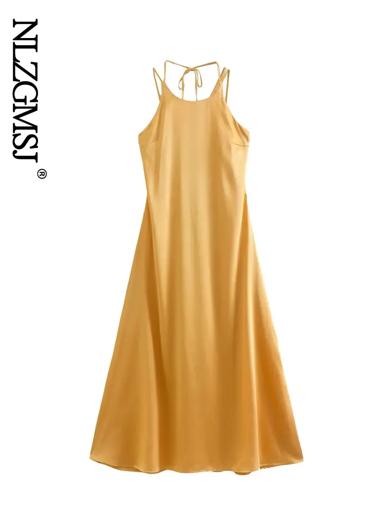 Nlzgmsj 2022 Elegant Fashion Women Solid Yellow Backless Midi Dress Women Sleeveless O Neck Ladies Dress 202208
Nlzgmsj 2022 Elegant Fashion Women Solid Yellow Backless Midi Dress Women Sleeveless O Neck Ladies Dress 202208