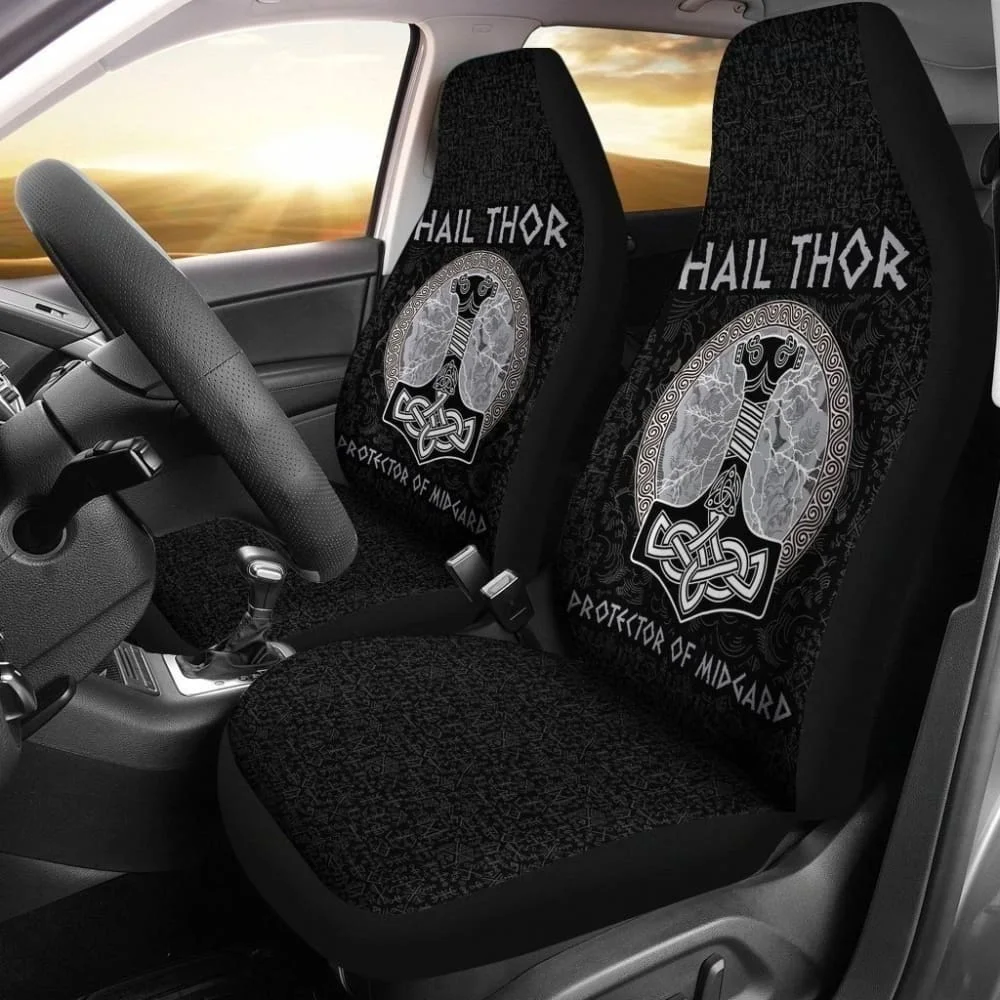 

Hail Thor Protector Of Midgard Viking Car Seat Covers Gift Idea,Pack of 2 Universal Front Seat Protective Cover