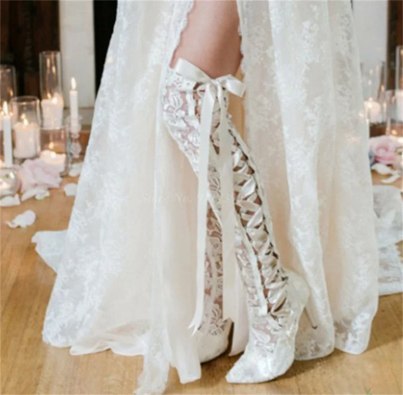 White Lace Sexy Pointed Toe Knee High Boots Super High Thin Heel Stage Long Boots Fashion Party Strippers Dress Shoes Plus Size
White Lace Sexy Pointed Toe Knee High Boots Super High Thin Heel Stage Long Boots Fashion Party Strippers Dress Shoes Plus Size