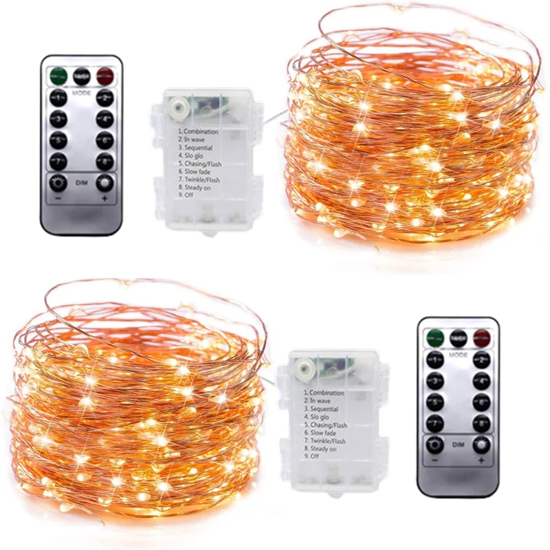 Wedding Party Decor LED String Light Garland Christmas Decor 8 Mode Remote Control Waterproof Copper Wire Lamp Fairy Lamp 3 AA
Wedding Party Decor LED String Light Garland Christmas Decor 8 Mode Remote Control Waterproof Copper Wire Lamp Fairy Lamp 3 AA