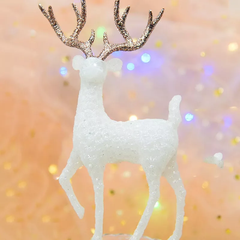 

Christmas Elk Crystal Deer Cake Decoration Dessert Table Decoration Merry Christmas Home Decor 2021 Children Navidad Noel Gift