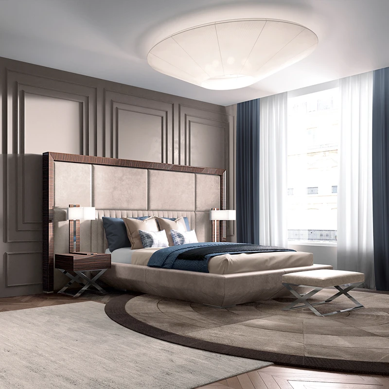 Double bed Italian light luxury style high-end custom home mahogany fabric master bedroom wedding bed Nordic simple luxury
Double bed Italian light luxury style high-end custom home mahogany fabric master bedroom wedding bed Nordic simple luxury