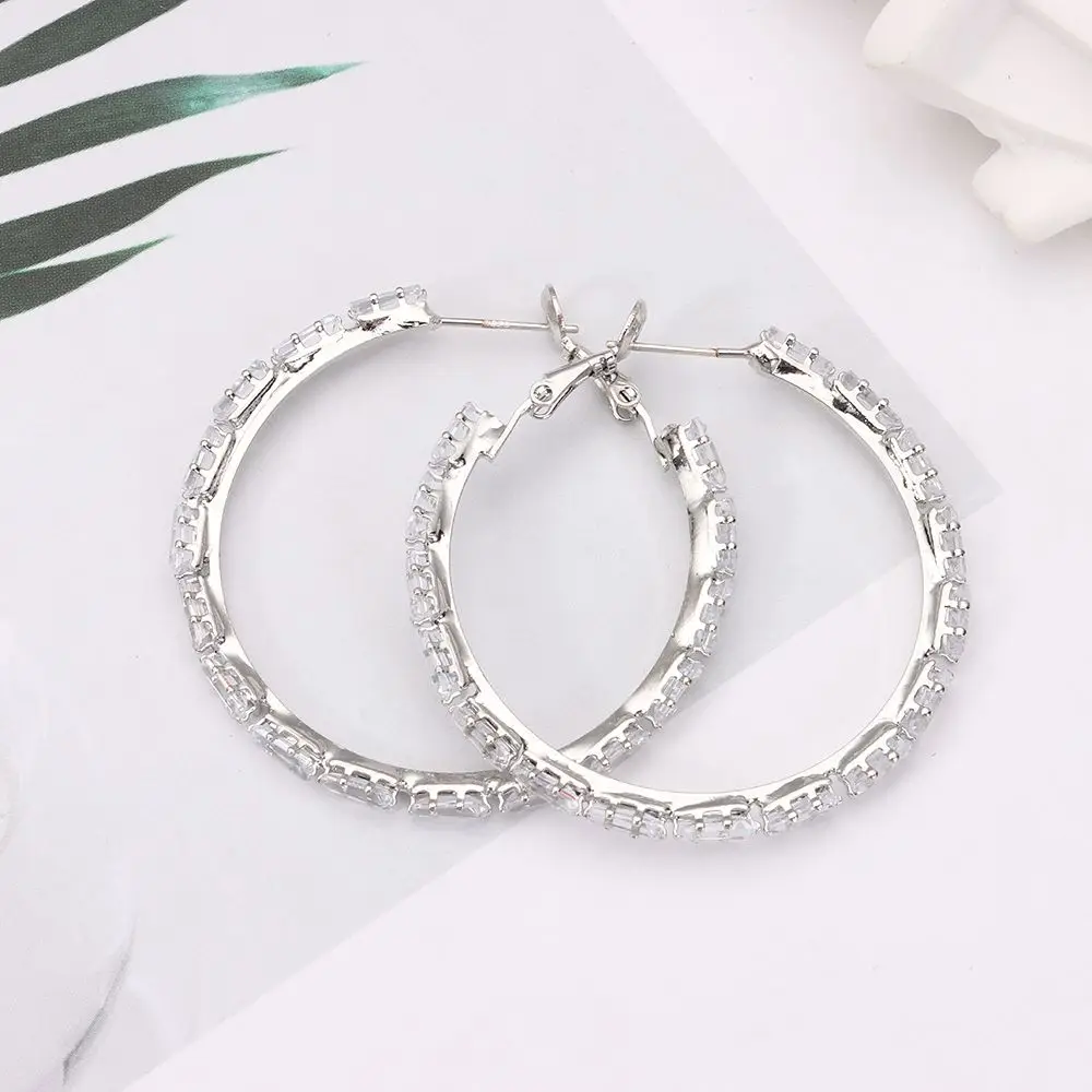 

Jewelry Accessories Circle Shape Valentine's Day Gifts Crystals Zircon Earrings Ear Studs Sparkle Earrings Ear Hoop