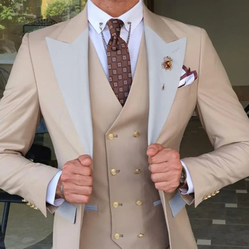 

2023New men's (suit + vest + trousers) high-end handsome fashion business casual groom best man wedding banquet three pieces set