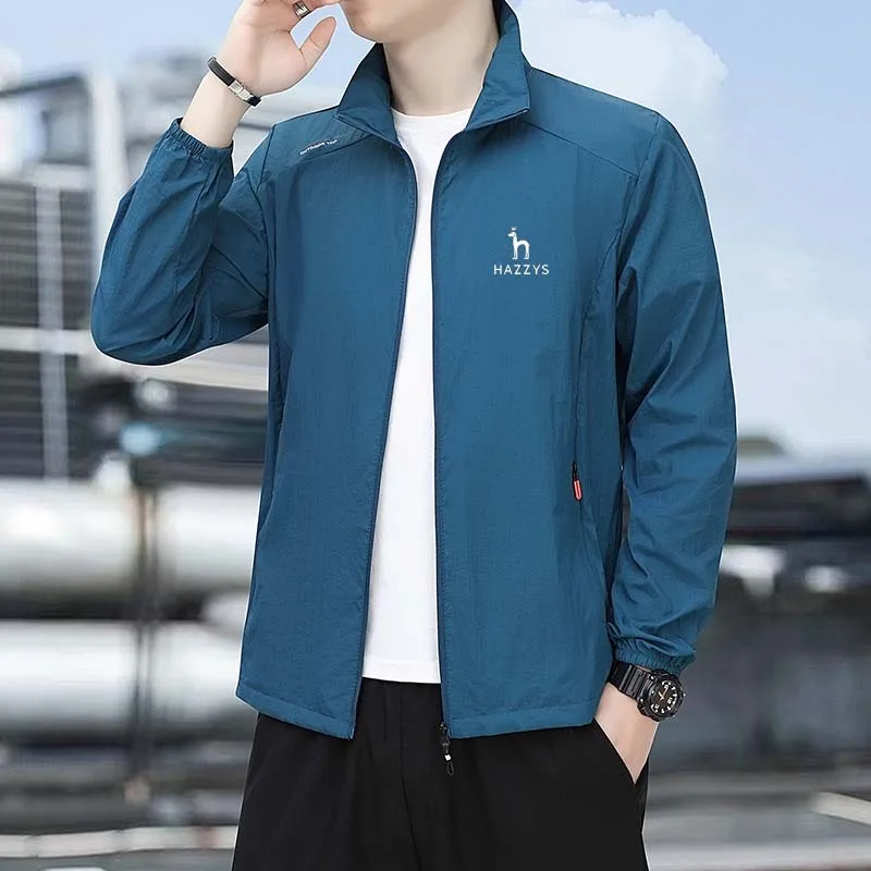 

HAZZYS Men's Wear Windbreaker Summer Sun Protection Jacket Outwear Hiking Cycling Thin Hooded Coats Clothing Golf Camping Horse