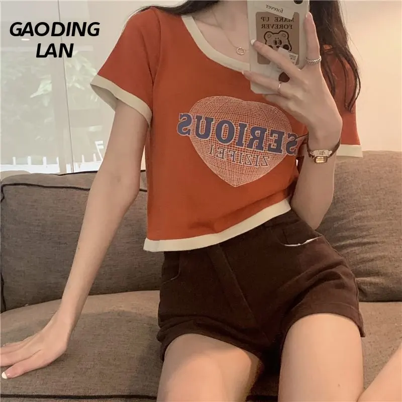 Gaodinglan Harajuku Letter Print Short Sleeve Women T-shirts Summer O Neck Slim Fit Tops Female Color Blocking Short Knitted Tee
Gaodinglan Harajuku Letter Print Short Sleeve Women T-shirts Summer O Neck Slim Fit Tops Female Color Blocking Short Knitted Tee