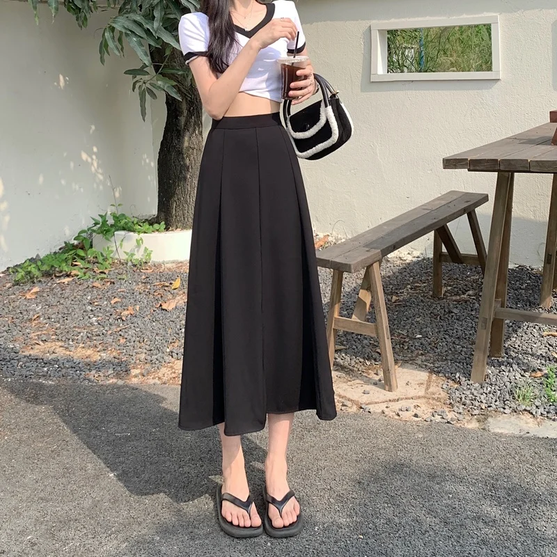 Real Shot Summer Korean Version of Fashion Casual High Waist Slim Midi Skirt Drape Pleated Large Swing Umbrella Skirt Black
Real Shot Summer Korean Version of Fashion Casual High Waist Slim Midi Skirt Drape Pleated Large Swing Umbrella Skirt Black