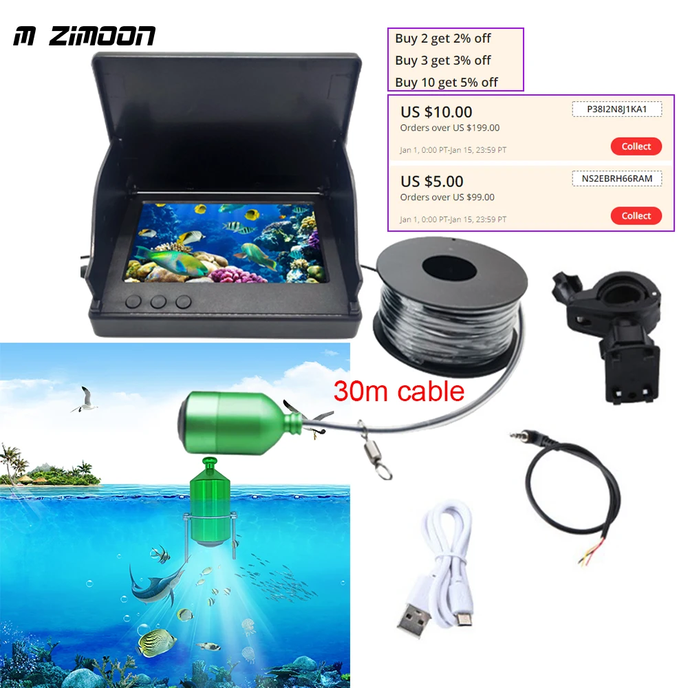 Video Fish Finder Kit Fishing Camera Dark Night Vision 4.3/5 inch LCD Monitor Display 80-100m Depth Underwater Camera Set Device
Video Fish Finder Kit Fishing Camera Dark Night Vision 4.3/5 inch LCD Monitor Display 80-100m Depth Underwater Camera Set Device