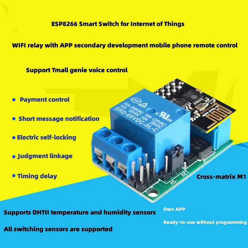 ESP8266 интеллектуальный коммутатор с модулем Интернета вещей, домашний голосовой контроллер с самоблокировкой, вторичное развитие, беспроводной M1
ESP8266 интеллектуальный коммутатор с модулем Интернета вещей, домашний голосовой контроллер с самоблокировкой, вторичное развитие, беспроводной M1