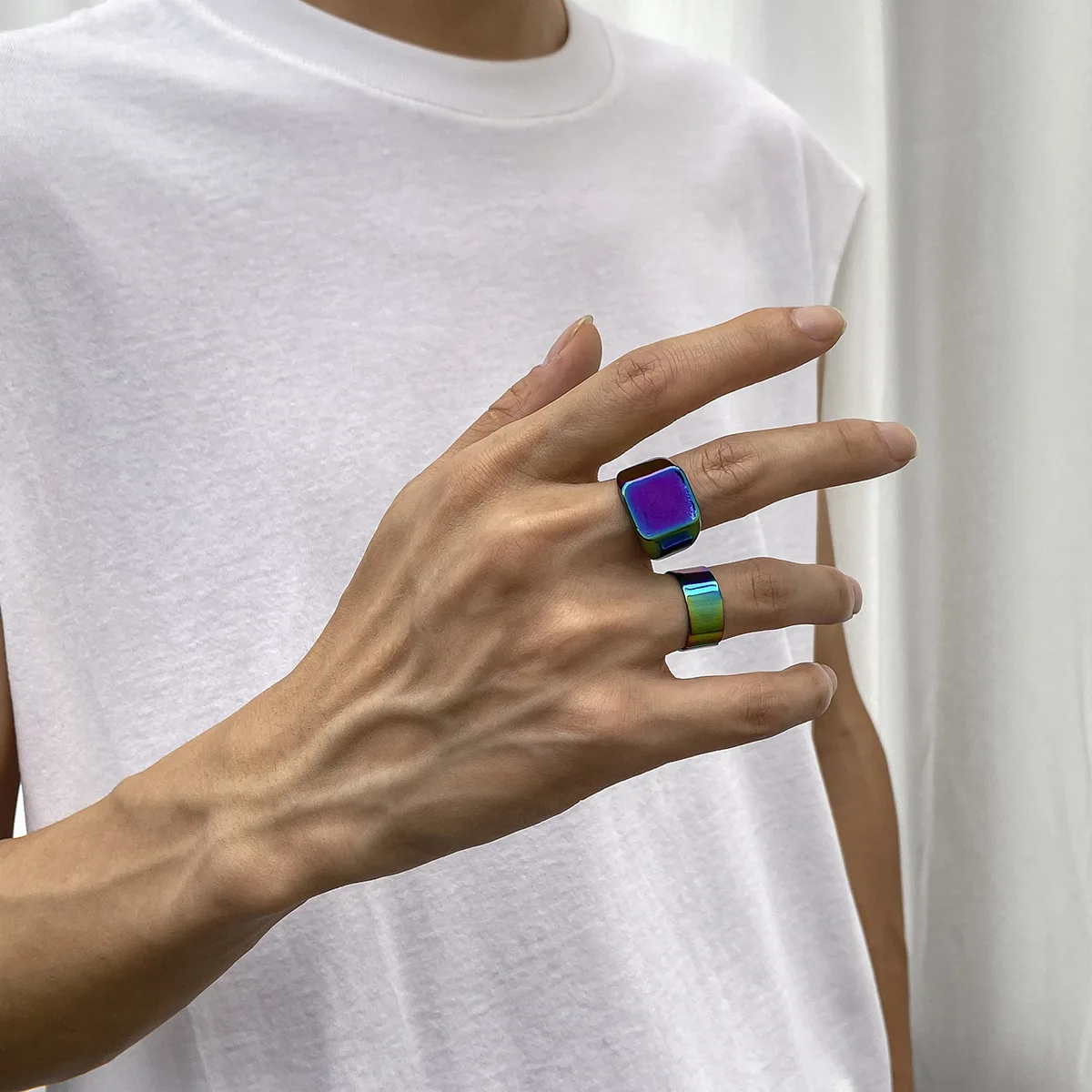 Sindlan 2Pcs Cyberpunk Multi Color Rings for Men Y2k Stranger Things Geometric Set Kpop Couple Emo Fashion Jewelry Anillo Hombre
Sindlan 2Pcs Cyberpunk Multi Color Rings for Men Y2k Stranger Things Geometric Set Kpop Couple Emo Fashion Jewelry Anillo Hombre