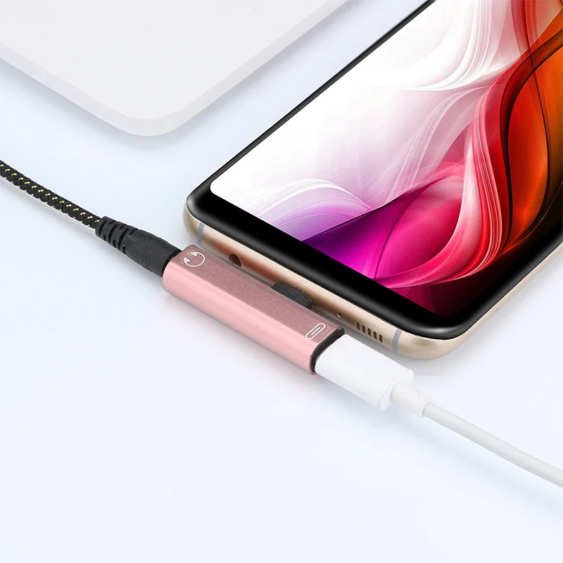 Переходник-разветвитель 2 в 1 с двумя разъемами usb-c и Aux 3 5 мм для наушников зарядки