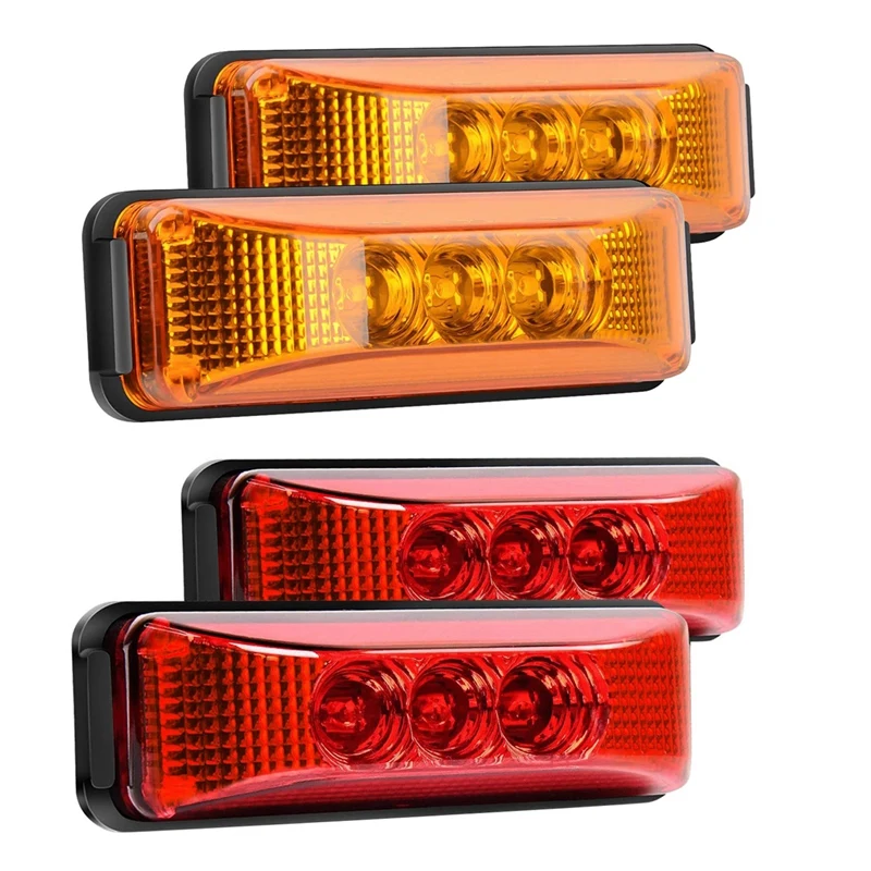 4PCS 24V 3.9Inch 3 LED Truck Trailer Red/Amber Light Front Rear LED Side Marker Lights Clearance Indicator Lamp
4PCS 24V 3.9Inch 3 LED Truck Trailer Red/Amber Light Front Rear LED Side Marker Lights Clearance Indicator Lamp