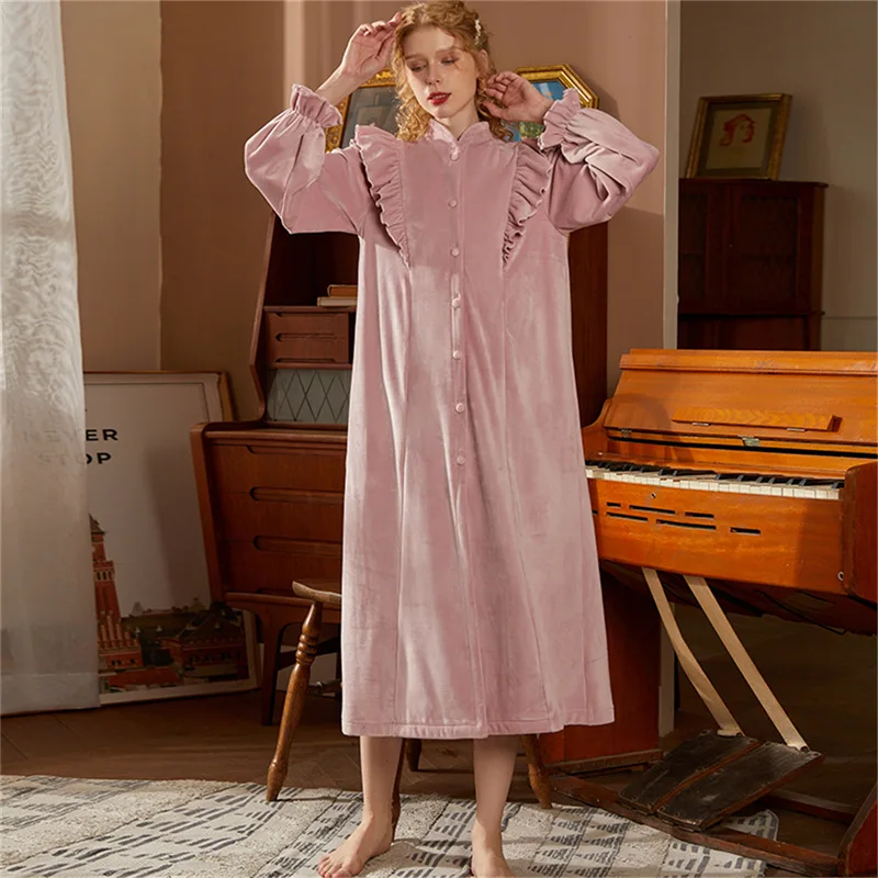Wasteheart Winter Fashion Pink Sexy Female Lingerie Sleepwear Flannel Luxury Nightwear Woven Nightgown Keep Warm Homewear Gown
Wasteheart Winter Fashion Pink Sexy Female Lingerie Sleepwear Flannel Luxury Nightwear Woven Nightgown Keep Warm Homewear Gown