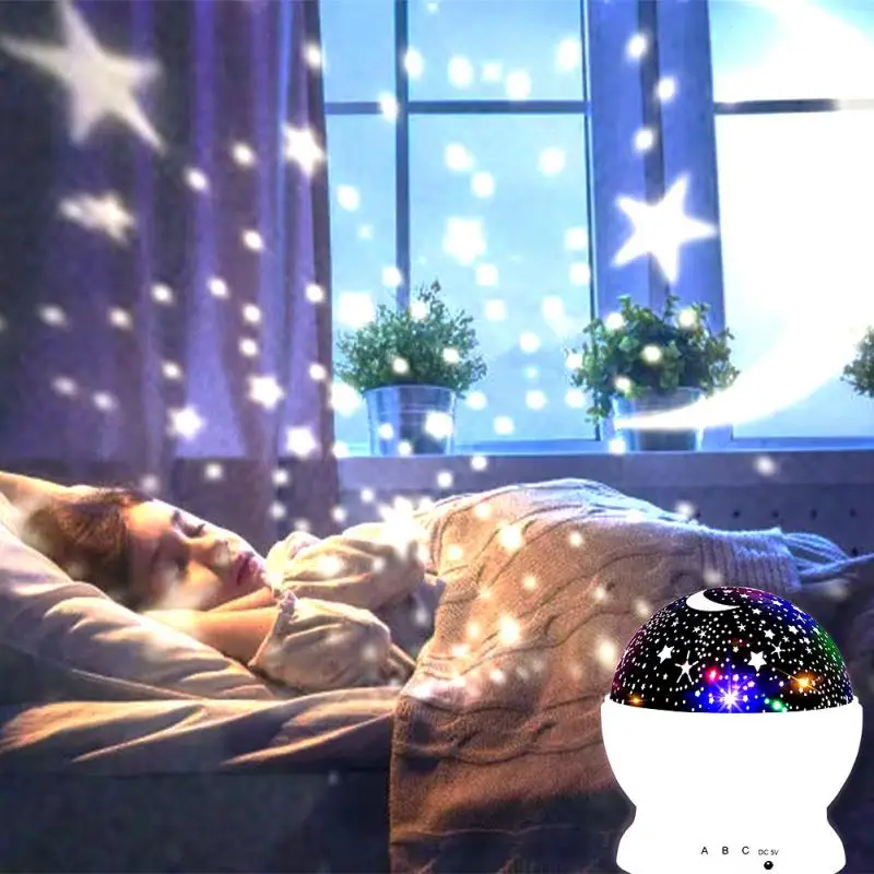 

Вращающееся небо Луна светодиодный ночник для детской спальни звездный свет галактические ночные лампы плоский горячий Звездный проектор ночной свет