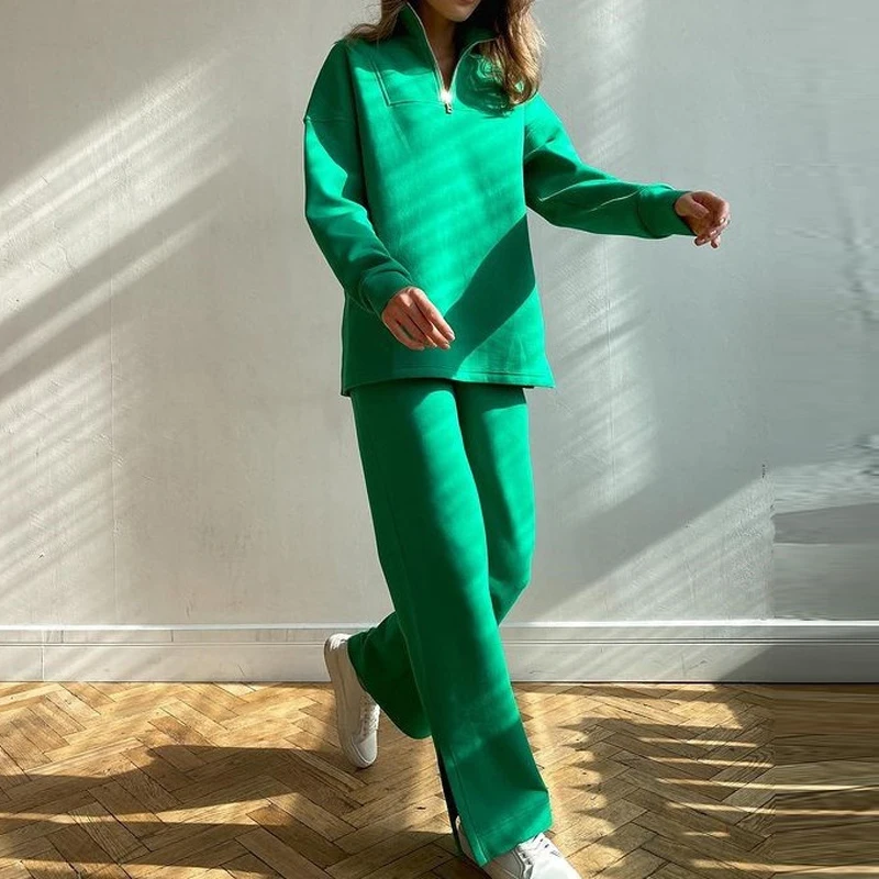 Fashion Zipper Pullover Sweatshirt & Split Wide Leg Pant Outfit Women Casual Long Sleeve Solid 2Pc Set Elegant Hoodie Loose Suit
Fashion Zipper Pullover Sweatshirt & Split Wide Leg Pant Outfit Women Casual Long Sleeve Solid 2Pc Set Elegant Hoodie Loose Suit