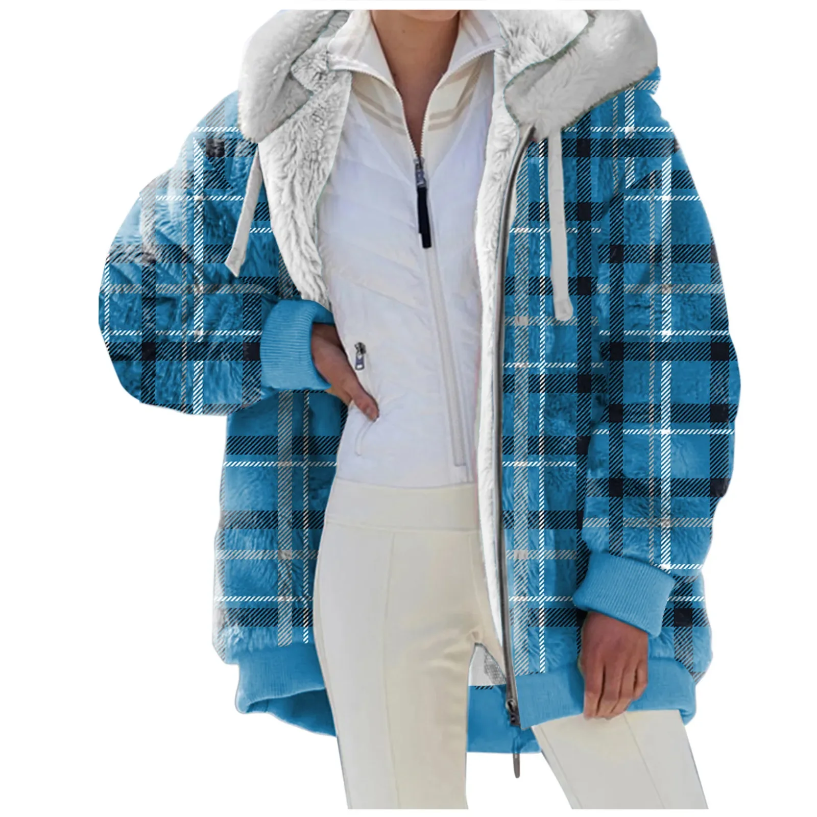 Winter Jackets for Women Retro Plaid Print Plush Zipper Pocket Hoodie Jacket Fleece Warm Long Sleeve Women Coats Veste Femme
Winter Jackets for Women Retro Plaid Print Plush Zipper Pocket Hoodie Jacket Fleece Warm Long Sleeve Women Coats Veste Femme