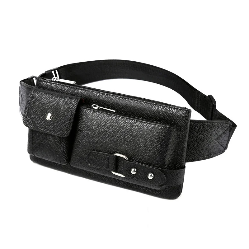 

Brand Men's Waist Bag PU Leather Male Fanny Pack Male Shoulder Chest Bags for Phone Hip Sack Man Belt Pouch Murse Banana Bum Bag