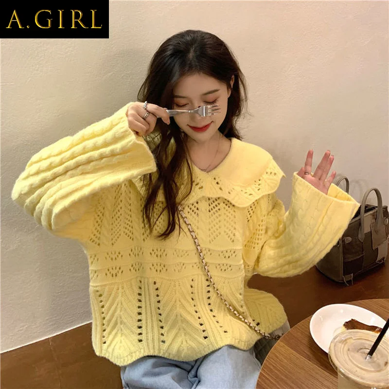 F GIRLS Hollow Out Pullovers Women Solid Loose Peter Pan Collar Design Sweet Lovely Girls Students Leisure Sweater Soft Ins Chic
F GIRLS Hollow Out Pullovers Women Solid Loose Peter Pan Collar Design Sweet Lovely Girls Students Leisure Sweater Soft Ins Chic