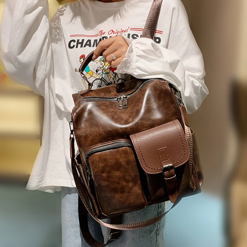 Preppy Large Capacity Leather Women Backpack Fashion School Bag Backpacks for Teenage Gilrs Vintage Shoulder Bags Female Mochila
Preppy Large Capacity Leather Women Backpack Fashion School Bag Backpacks for Teenage Gilrs Vintage Shoulder Bags Female Mochila
