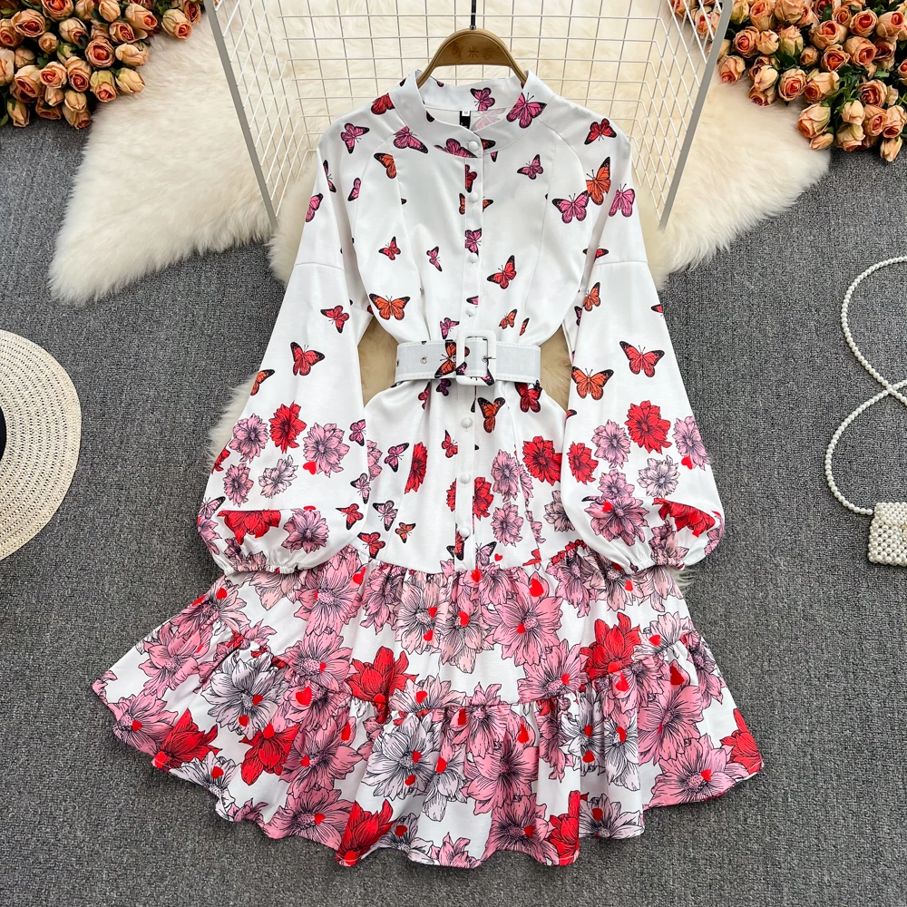Spring 2022 New Light Mature Style Slim Waist Stand Collar A-line Dress Gentle Style Printed Lantern Sleeve Dress
Spring 2022 New Light Mature Style Slim Waist Stand Collar A-line Dress Gentle Style Printed Lantern Sleeve Dress