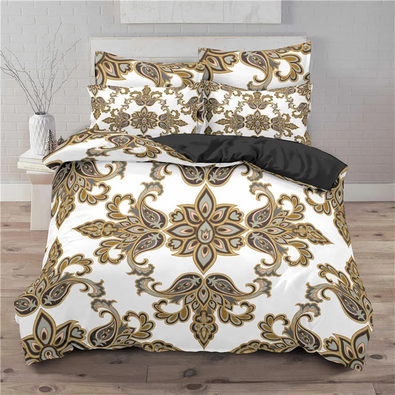 Golden Floral Bedding Set Queen Size Microfiber Bohemia Flowers Leaves 3D Print Duvet Cover For Kids Teens Adults Bedroom Decor
Golden Floral Bedding Set Queen Size Microfiber Bohemia Flowers Leaves 3D Print Duvet Cover For Kids Teens Adults Bedroom Decor