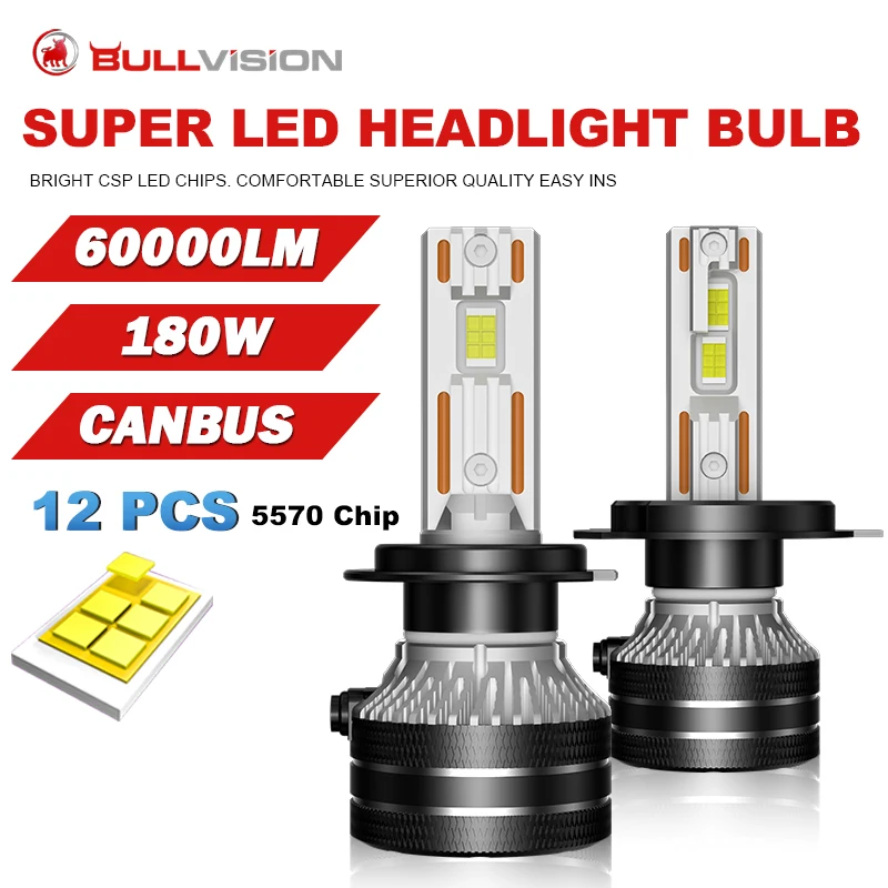 

Canbus H7 LED Headlights H11 12V 6000K 180W 60000LM H1 H4 9012 HIR2 H8 H9 9005 9006 HB3 HB4 3570 CSP Chips Extremely High Power