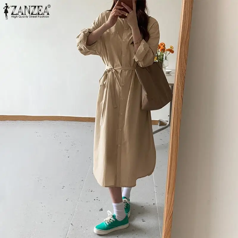 All-Match Button Solid Belted Midi Shirt Dress Holiday Casual Loose Elegant Vestido ZANZEA Spring Full Sleeve O-Neck Women Dress
All-Match Button Solid Belted Midi Shirt Dress Holiday Casual Loose Elegant Vestido ZANZEA Spring Full Sleeve O-Neck Women Dress