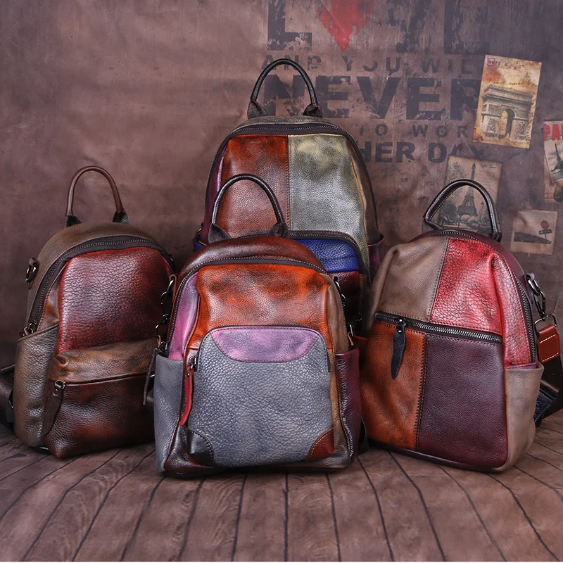 Colourful Retro Cowhid Women Small Backpack Genuine Leather Fashion School Packsack Female Student Casual Knapsack Bag
Colourful Retro Cowhid Women Small Backpack Genuine Leather Fashion School Packsack Female Student Casual Knapsack Bag