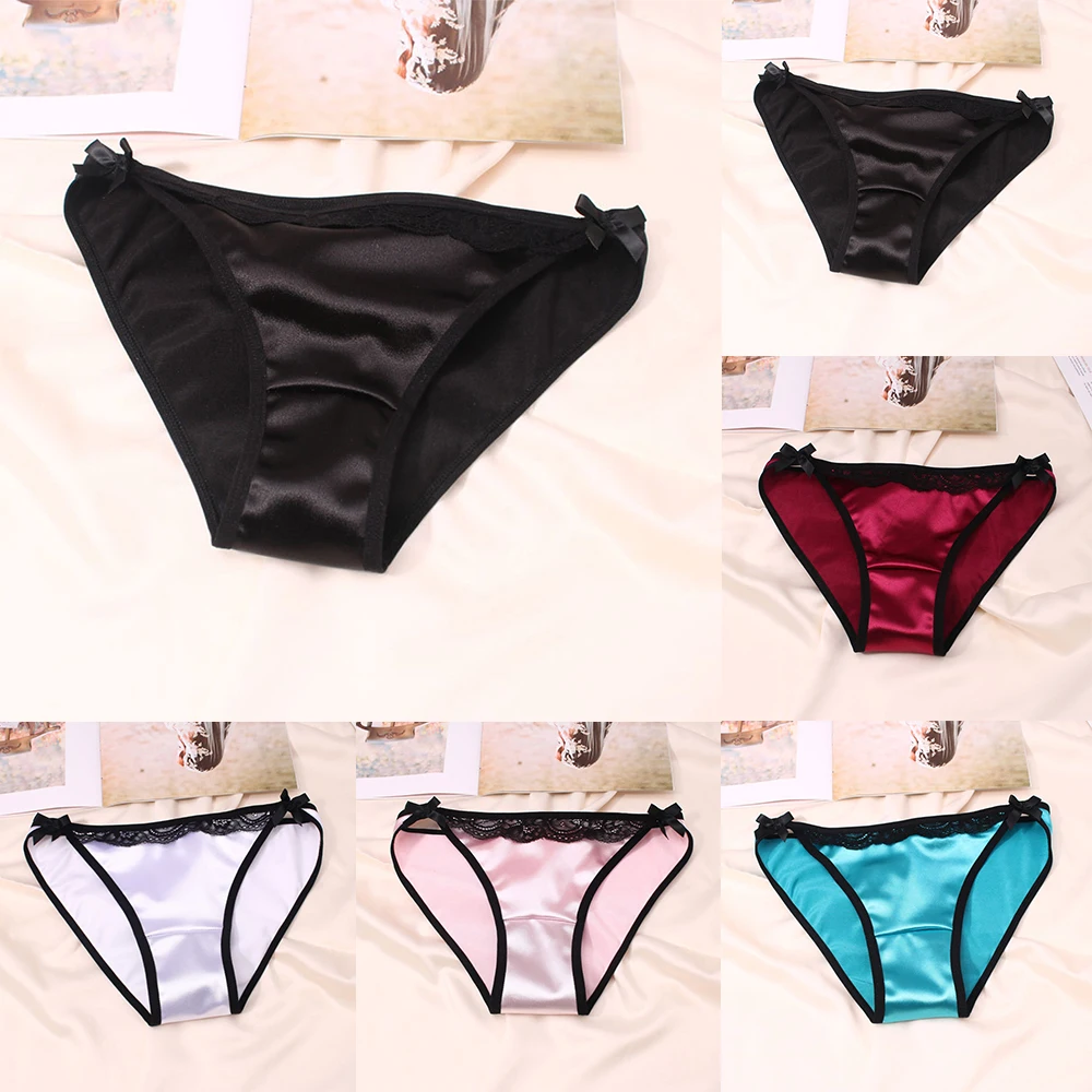Women Lace Panties G-string Thong Low Rise Lingerie Elastic Waist Solid Color Silk Satin Underwear Knickers Briefs
Women Lace Panties G-string Thong Low Rise Lingerie Elastic Waist Solid Color Silk Satin Underwear Knickers Briefs