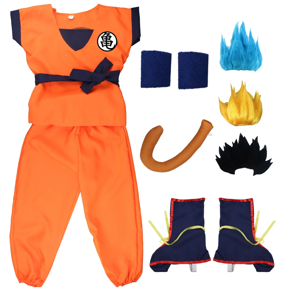 Halloween Holiday Suits Son Goku Hair Blue Gold Carnival Anime Cosplay Costumes Top/Pant/Belt/Tail/Wrister/Wig Adult Kids Dress
Halloween Holiday Suits Son Goku Hair Blue Gold Carnival Anime Cosplay Costumes Top/Pant/Belt/Tail/Wrister/Wig Adult Kids Dress