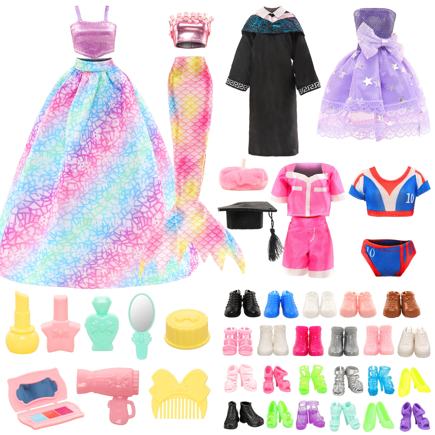 BARWA 24 Pcs 11.5 Inch for Barbie doll dress, graduation evening gown, fishtail skirt, 8 makeup accessories, 13 other accessorie
BARWA 24 Pcs 11.5 Inch for Barbie doll dress, graduation evening gown, fishtail skirt, 8 makeup accessories, 13 other accessorie