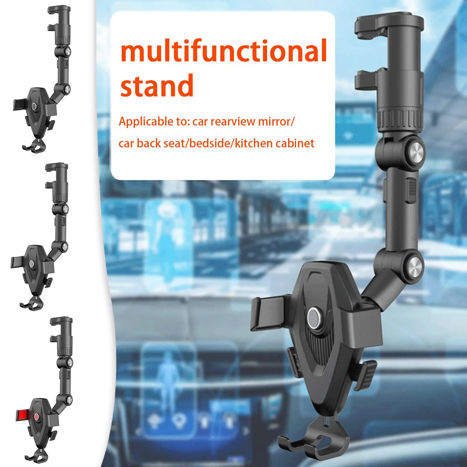 Multifunction Mobile Phone Holder for Car 360 Degree Rotatable Adjustable Stand Auto Rearview Mirror Seat Hanging Clip Bracket
Multifunction Mobile Phone Holder for Car 360 Degree Rotatable Adjustable Stand Auto Rearview Mirror Seat Hanging Clip Bracket