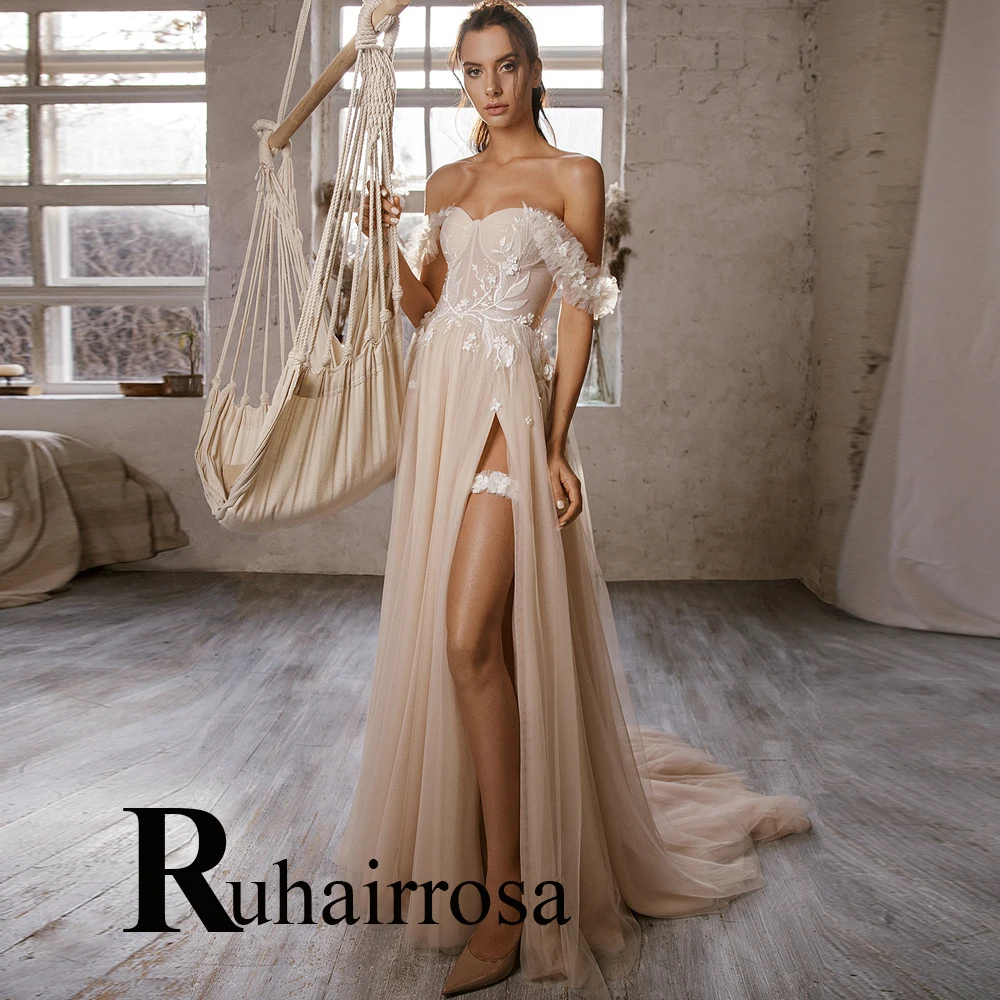 Ruhair Honorable Side Slit Pearls Wedding Dresses For Women Off The Shoulder Appliques Lace Robe De Mariée Formal Brides Gown
Ruhair Honorable Side Slit Pearls Wedding Dresses For Women Off The Shoulder Appliques Lace Robe De Mariée Formal Brides Gown