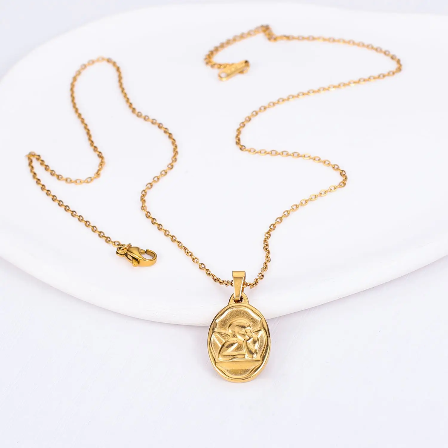 New Pattern Cherub Wings Stainless Steel Pendant Necklace Shoot Cupid Love God Gold Color Hip-hop Male Charm Collar Long Chain
New Pattern Cherub Wings Stainless Steel Pendant Necklace Shoot Cupid Love God Gold Color Hip-hop Male Charm Collar Long Chain
