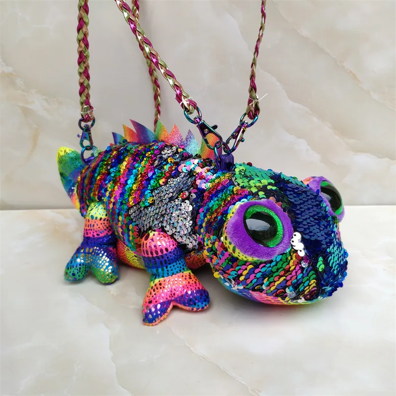 23CM Big Eyes Reversible Soft Stuffed Sequins Chameleon Lizard Cute Animal Doll Plush Toy and Bag Christmas Birthday Gift Kids
23CM Big Eyes Reversible Soft Stuffed Sequins Chameleon Lizard Cute Animal Doll Plush Toy and Bag Christmas Birthday Gift Kids