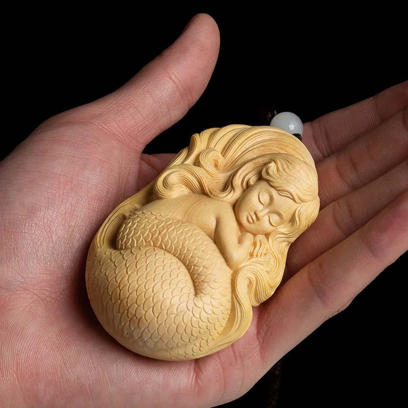 8X5X3 CM Pretty Mermaid Pendant Boxwood Figurine Carving Lucky Beauty Netsuke Feng Shui Sculpture - #W161
8X5X3 CM Pretty Mermaid Pendant Boxwood Figurine Carving Lucky Beauty Netsuke Feng Shui Sculpture - #W161