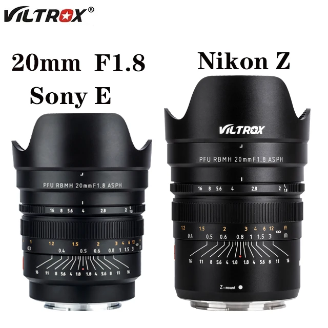 

VILTROX 20mm F1.8 E-Mount Z-Mount Full Frame Wide-Angle Fixed Focus Lens for Sony E Nikon Z Mount Mirrorless Camera Lens