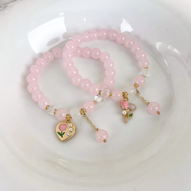 Trendy Rose Powder Bracelet Pink Crystal Bead Bracelet Natural Stone Charms Flower Heart Bangles Women Jewelry Reiki Lovers Gift
Trendy Rose Powder Bracelet Pink Crystal Bead Bracelet Natural Stone Charms Flower Heart Bangles Women Jewelry Reiki Lovers Gift